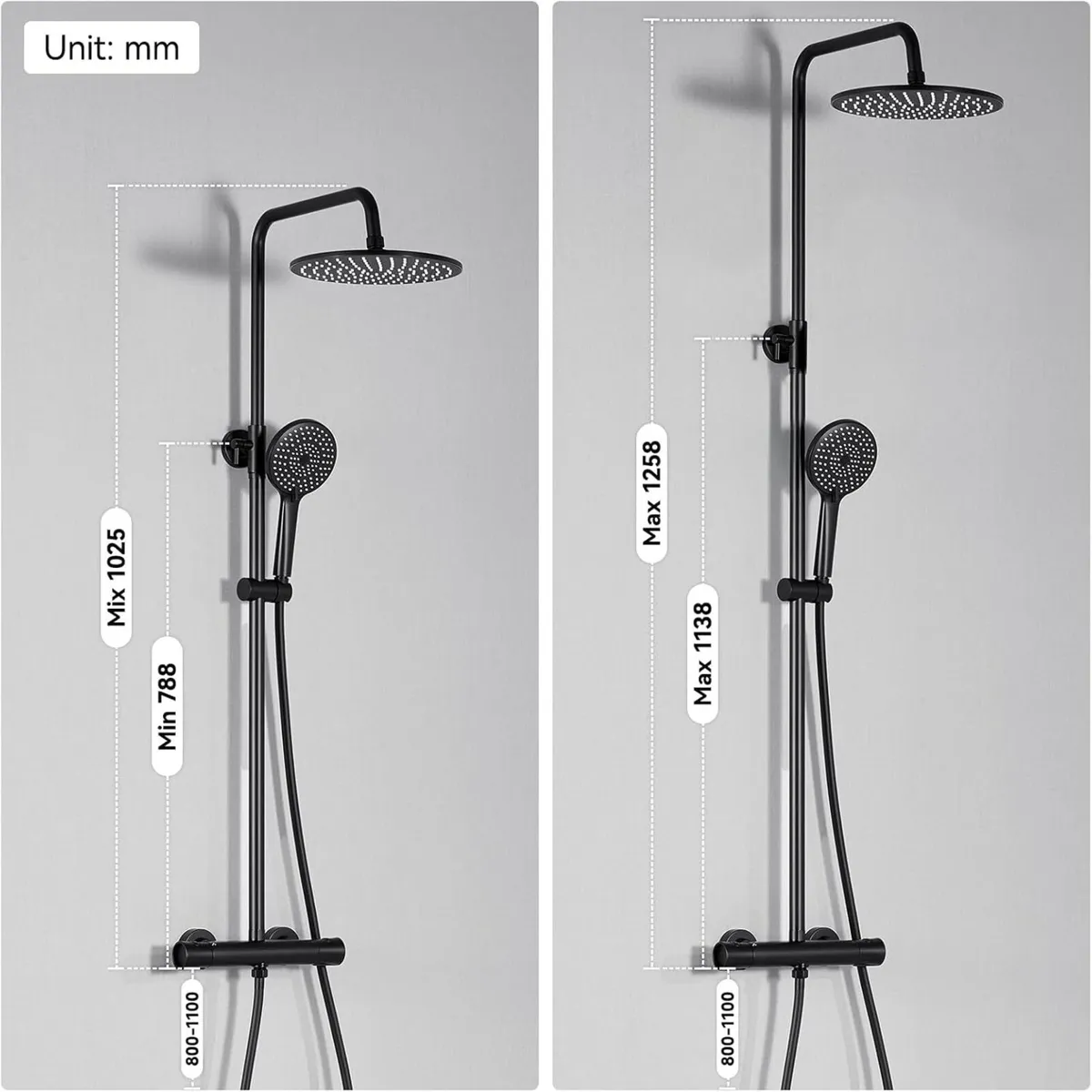 Thermostatic Shower Mixer Set 25cm Rainfall Head - Image 2