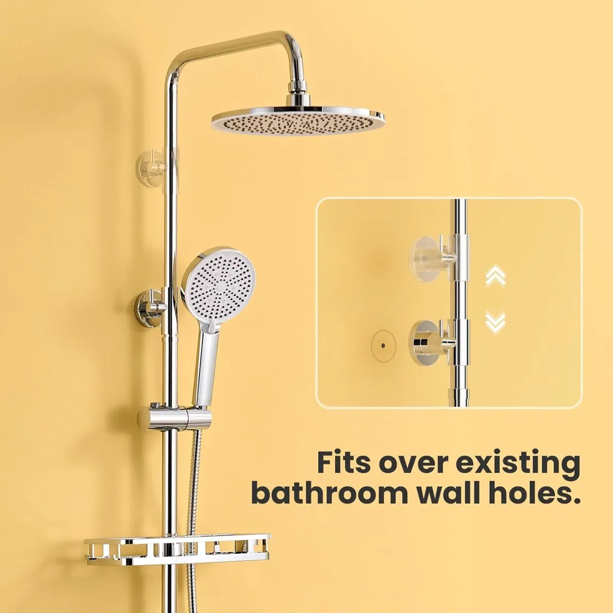 Shower Riser Rail Kit with 10 Rainfall Head High - Image 4
