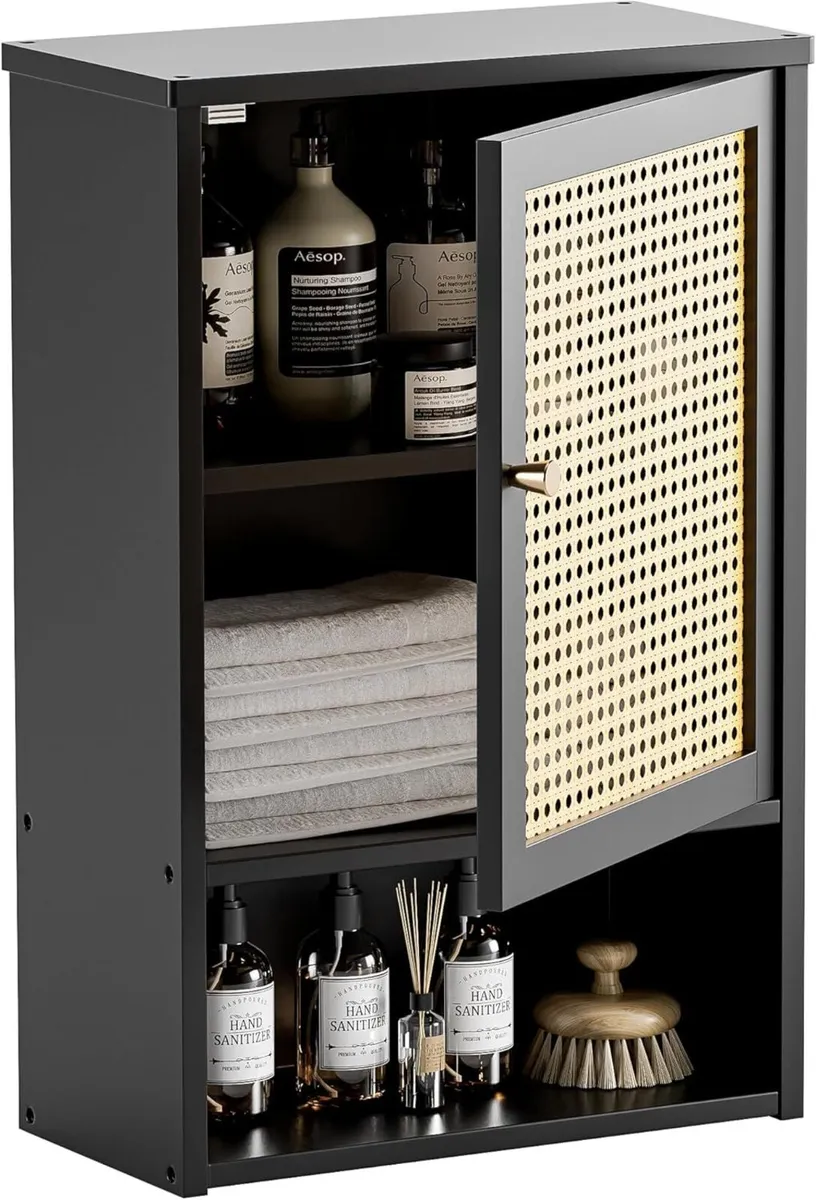 Wall Cabinet Bamboo Medicine with Single Rattan - Image 1