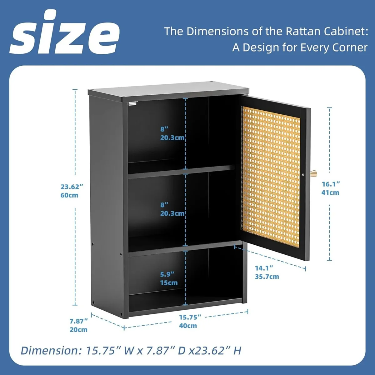 Wall Cabinet Bamboo Medicine with Single Rattan - Image 3
