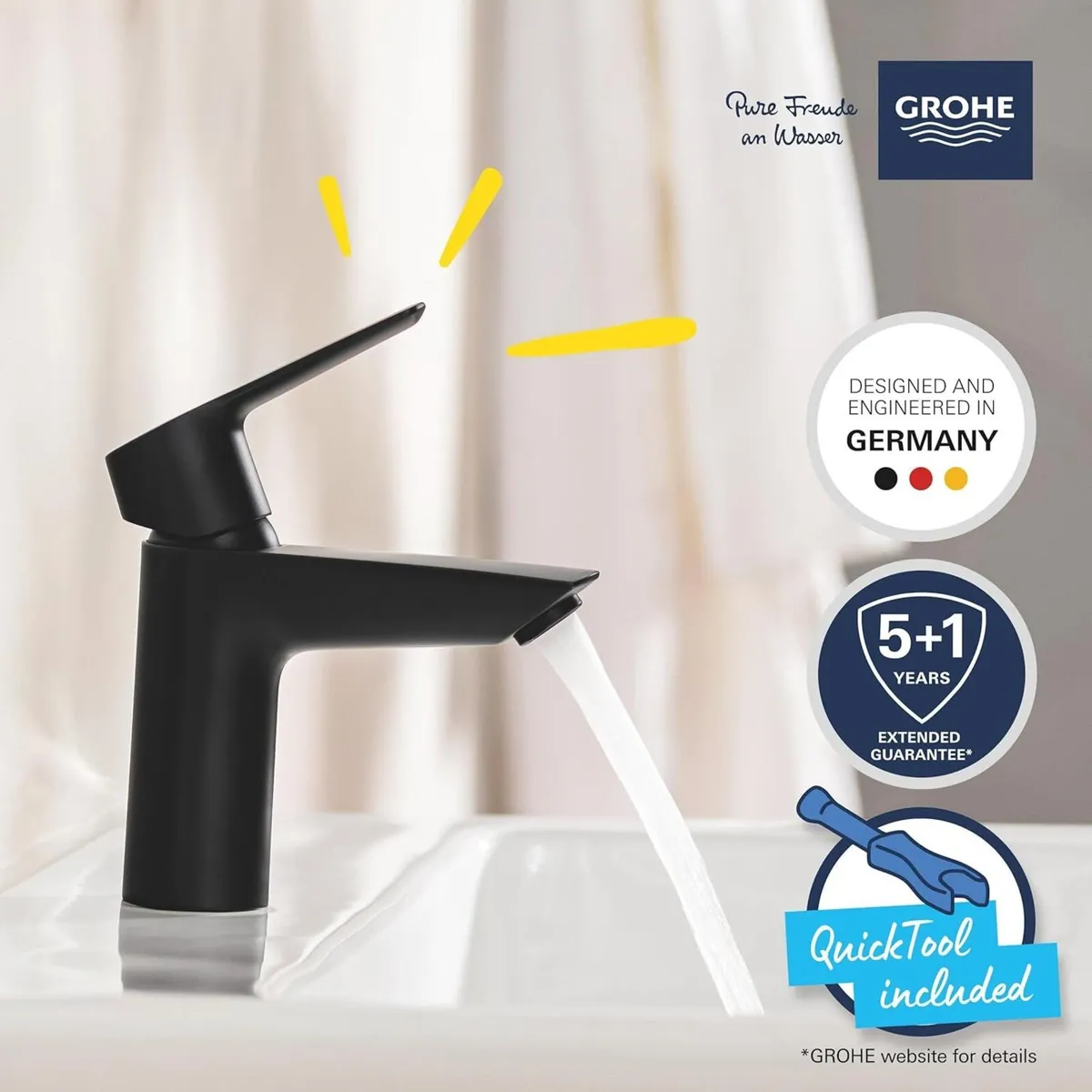 Start - Smooth Body Basin Mixer Tap with Push-Open - Image 4