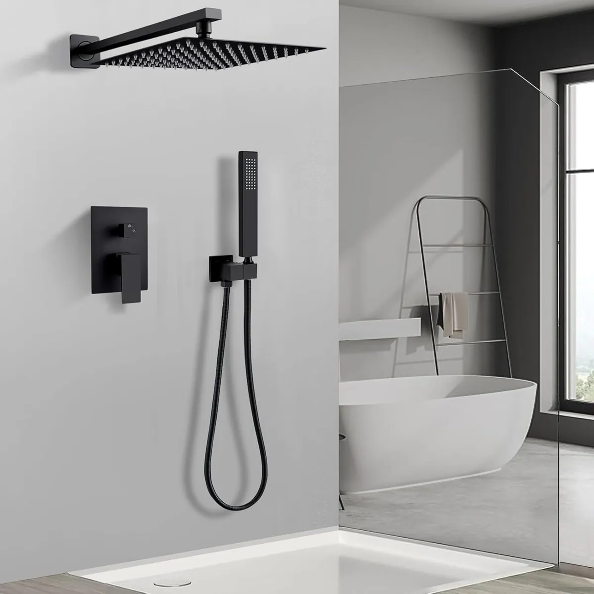 Concealed Shower Set Black Head and Hose 2 Ways - Image 2
