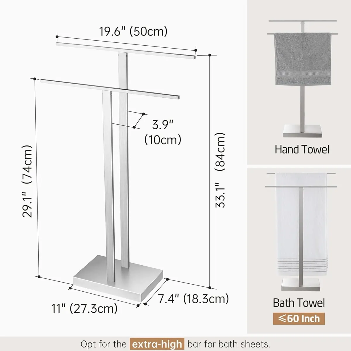 Free Standing Towel Rail Bathroom Holder Floor - Image 2