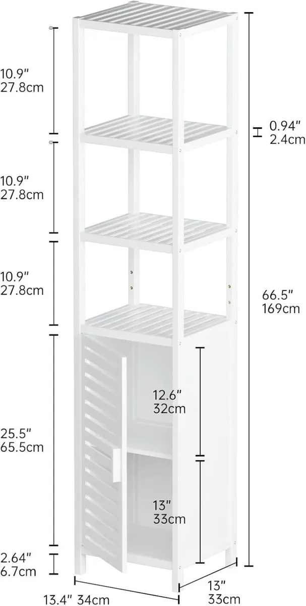 Bathroom Storage Cabinet Bamboo Tall Narrow Linen - Image 3