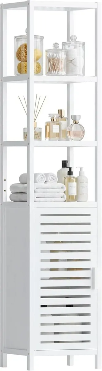 Bathroom Storage Cabinet Bamboo Tall Narrow Linen - Image 1