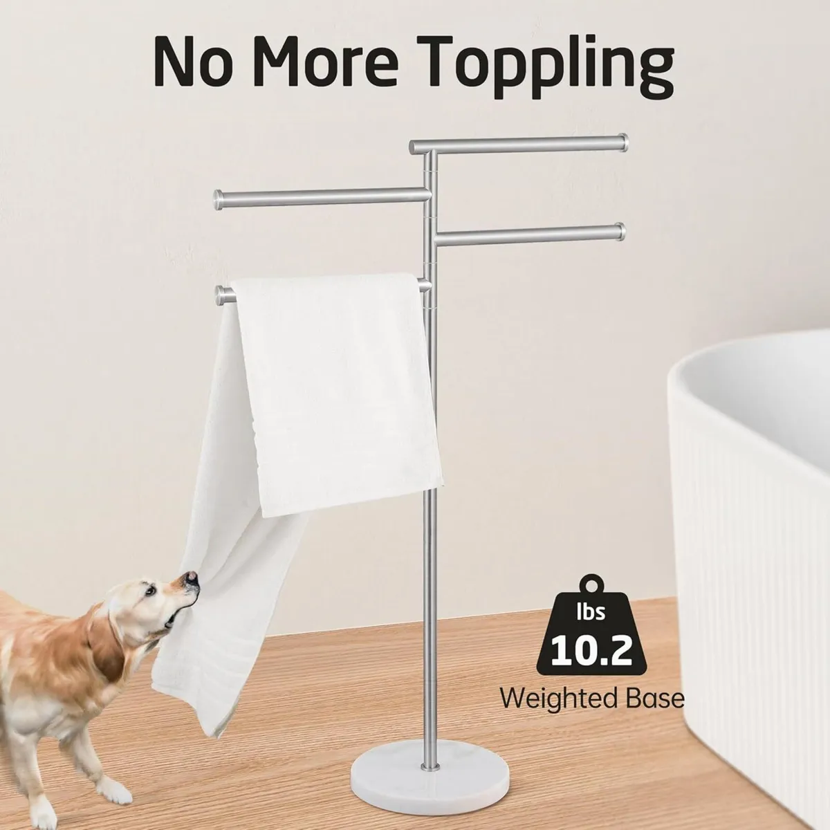 Bathroom Towel Rail Free Standing Holder 4 Swivel - Image 3