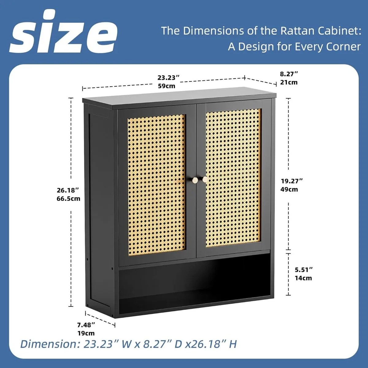 Bathroom Wall Cabinet Rattan Medicine Bamboo Over - Image 3