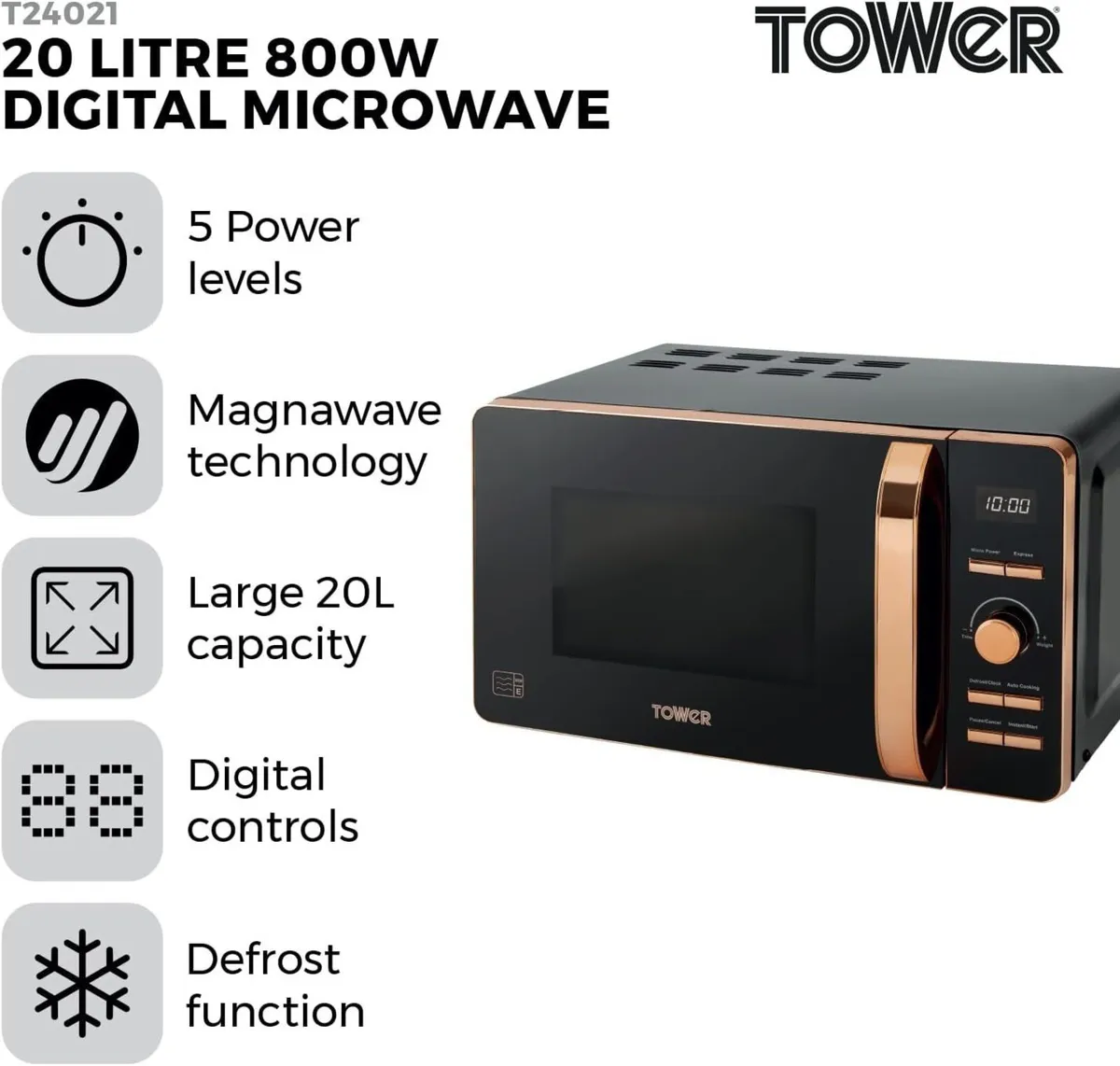 Digital Microwave with 60-Minute Timer and 8 - Image 3