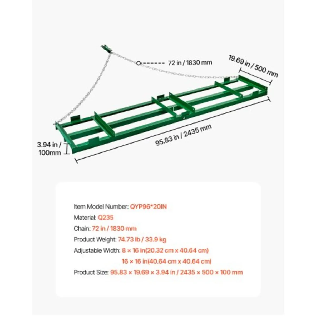 Drag Harrow, 8 ft Heavy Duty Tow Behind Drag Harro - Image 4