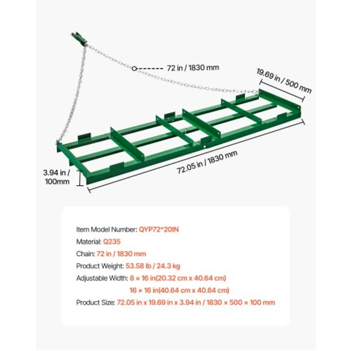 Drag Harrow, 6 ft Heavy Duty Tow Behind Drag Harro - Image 2
