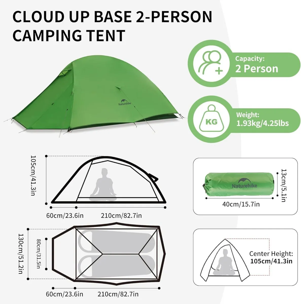 Cloud Up 2 Tent Man Lightweight Camping Easy Set - Image 2