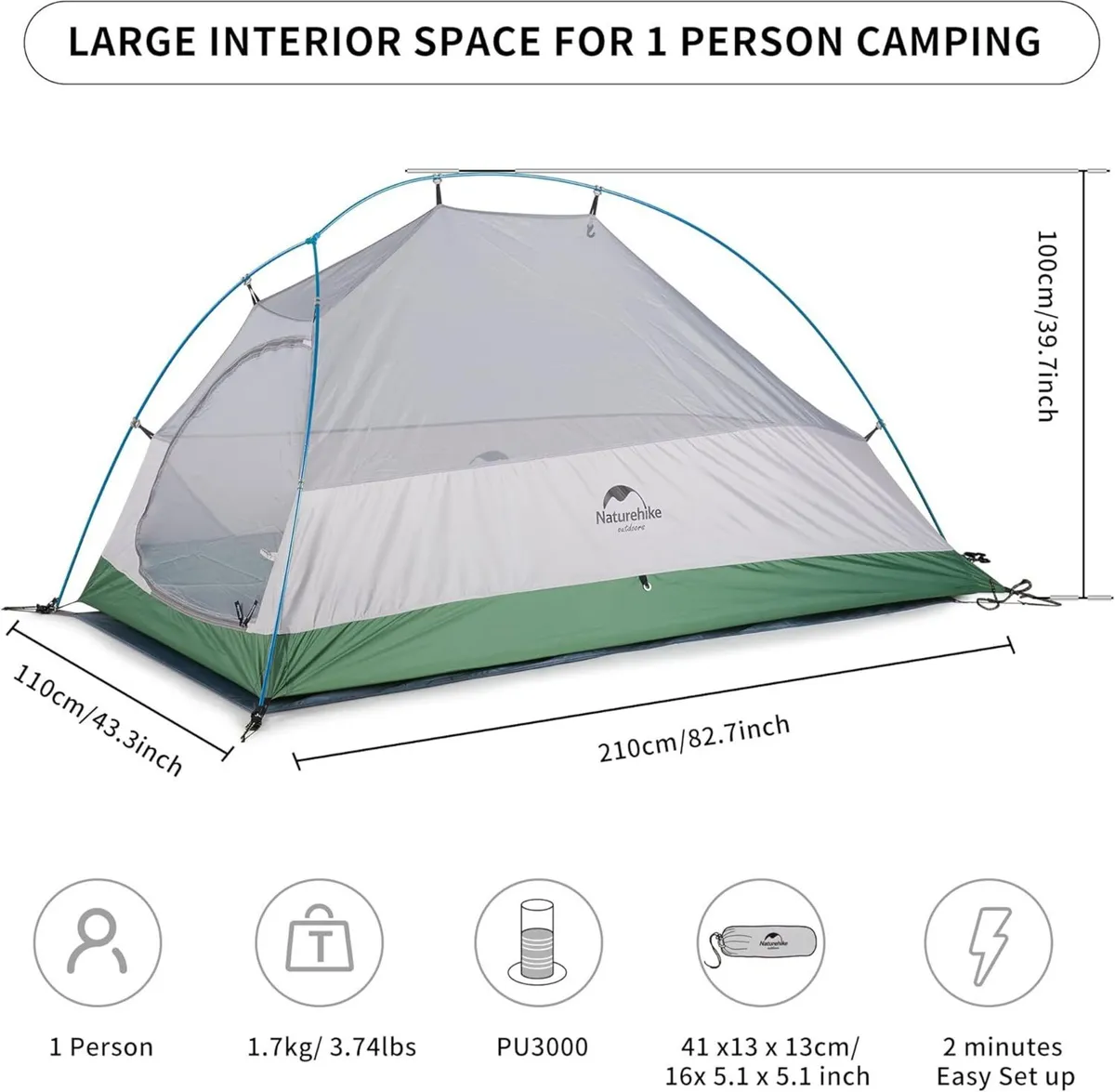 Cloud up 1 Person Backpacking Tent Lightweight - Image 2