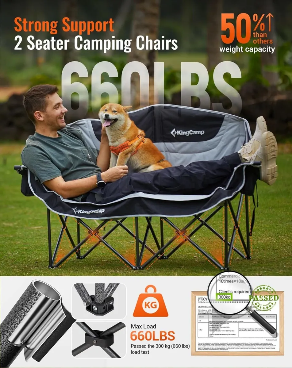 Double Camping Chair for Adults Up to 300 kg - Image 4