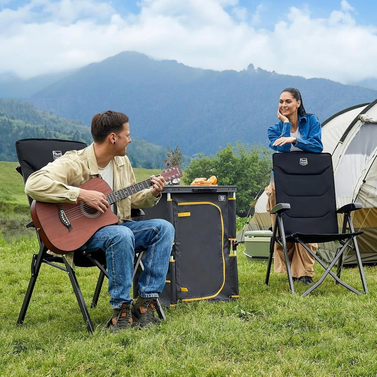 Folding Camping Chairs 2 Set for Adults Adjustable - Image 2