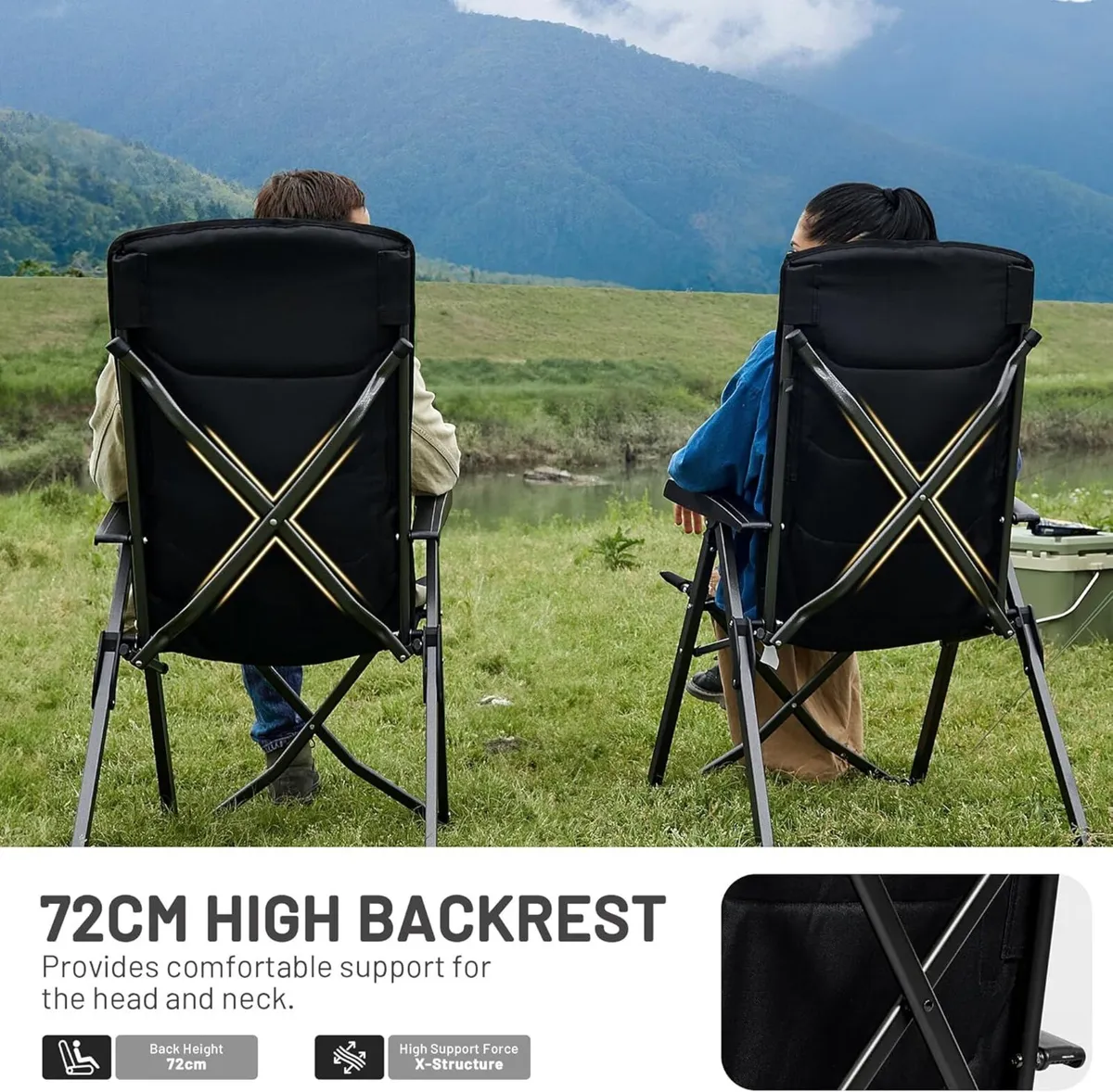Folding Camping Chairs 2 Set for Adults Adjustable - Image 4