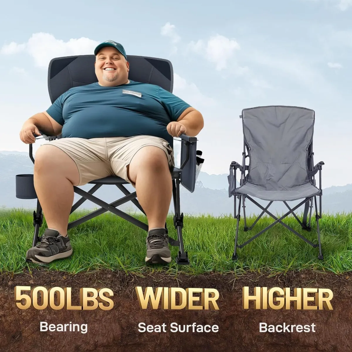 Camping Chair for Adults Oversized 230KG Folding - Image 3