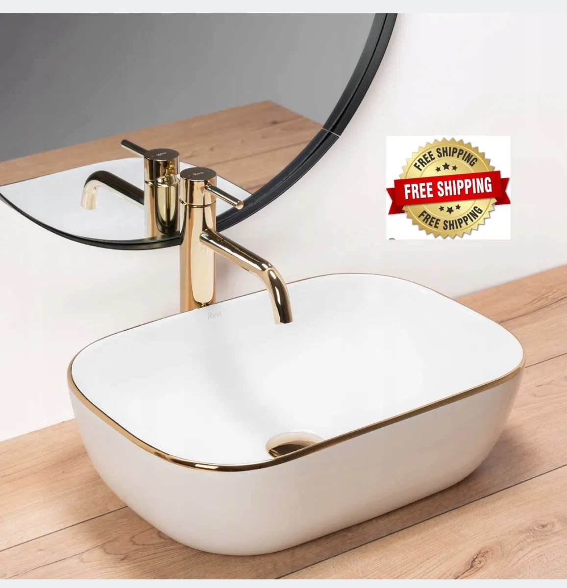 All in one set  countertop washbasin + tap+cork - Image 1