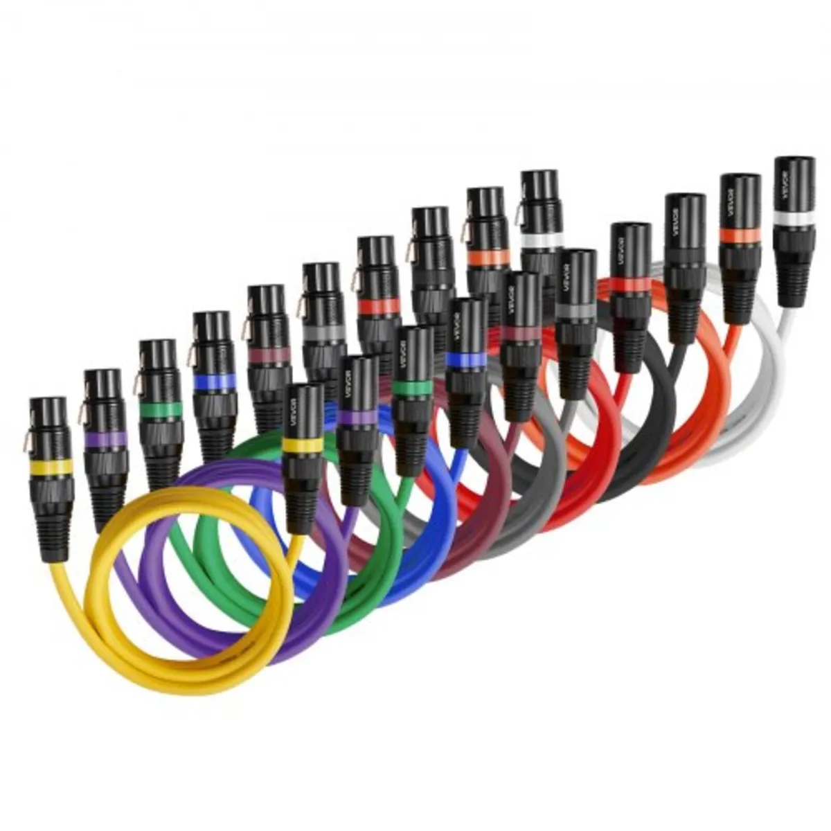XLR Cable 2 m, 10 Pack, Shielded Balanced DMX Male - Image 1