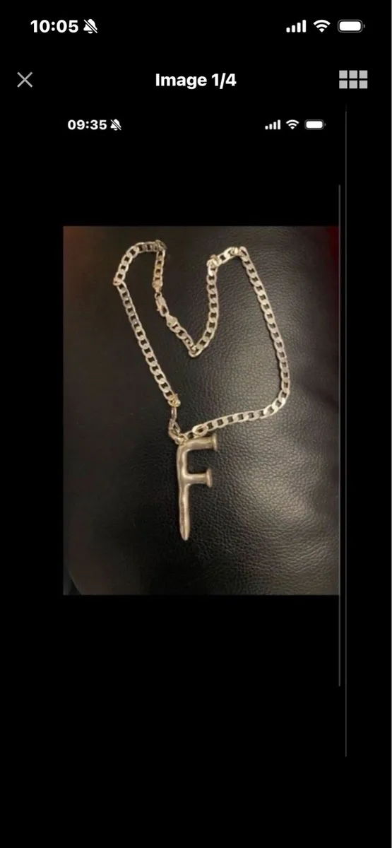 Large ‘F’ Initial on Sliver Chain - Image 1