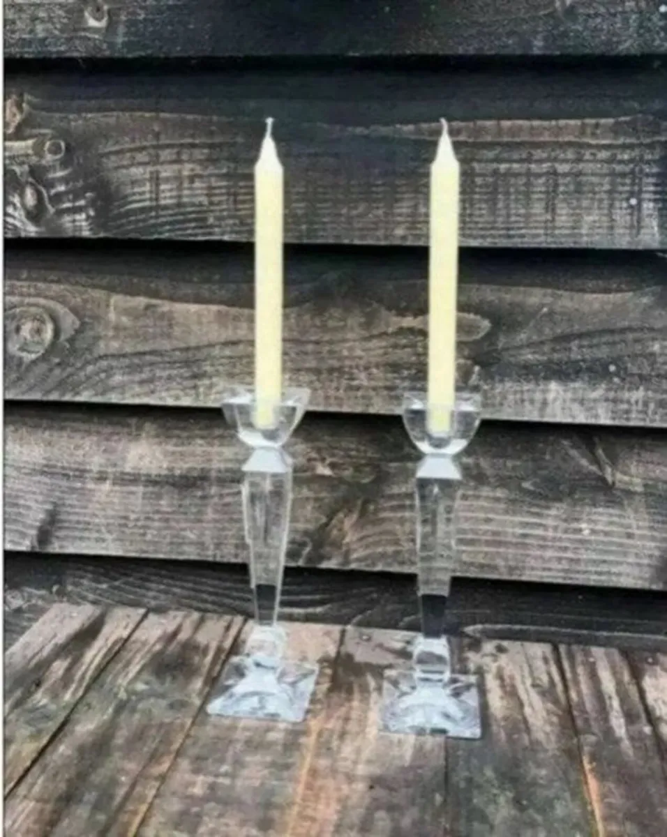 Vintage Pair Galway Crystal Candlesticks - Image 2