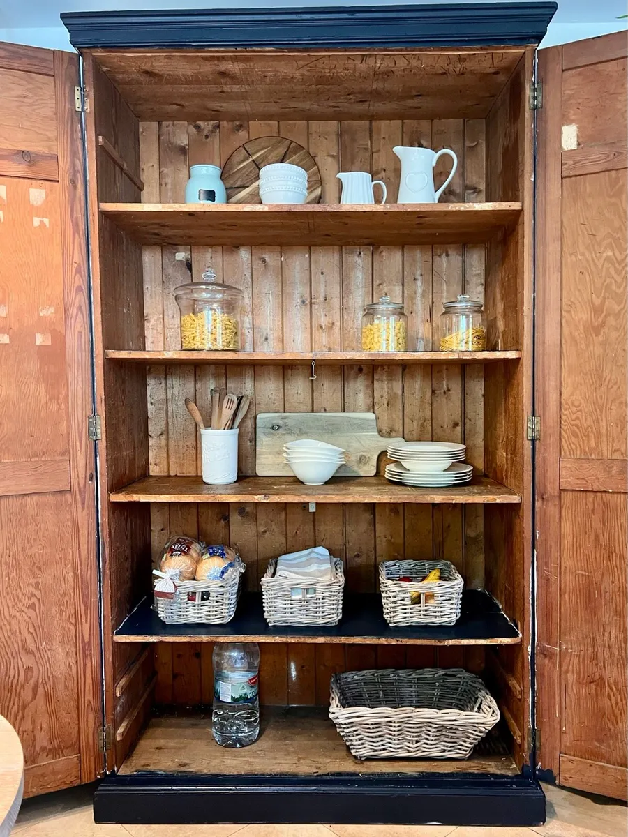 Huge vintage oak and pine pantry cabinet - Image 4