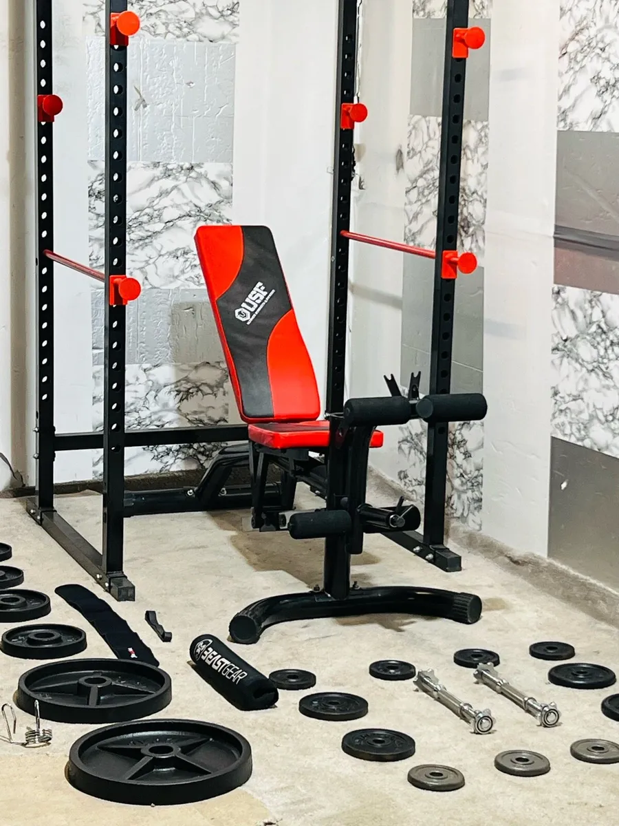 OLYMPIC HOME GYM SETUP RACK LARGE BRNCH WEIGHTS ++ - Image 2