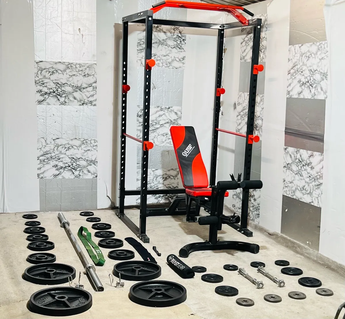 OLYMPIC HOME GYM SETUP RACK LARGE BRNCH WEIGHTS ++ - Image 1