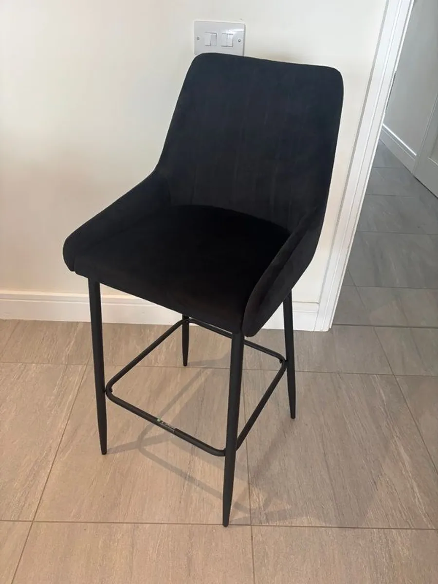 Black velvet high back bar stools - Image 1