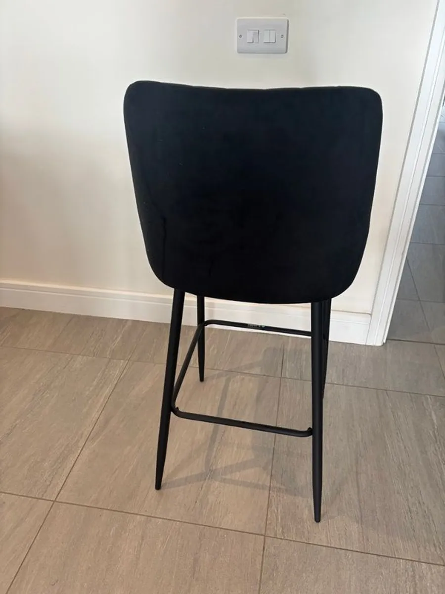 Black velvet high back bar stools - Image 2