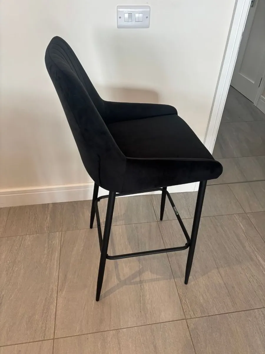 Black velvet high back bar stools - Image 3