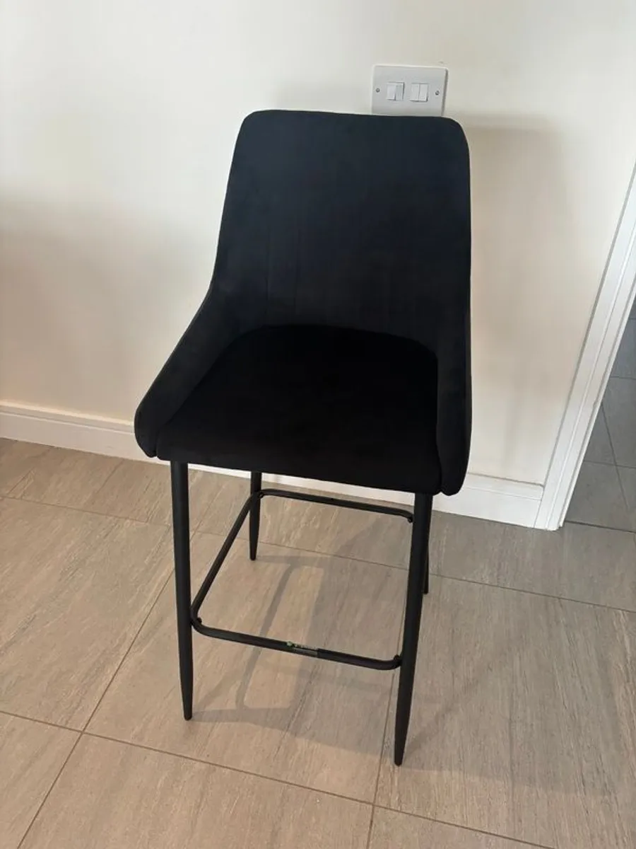 Black velvet high back bar stools - Image 4