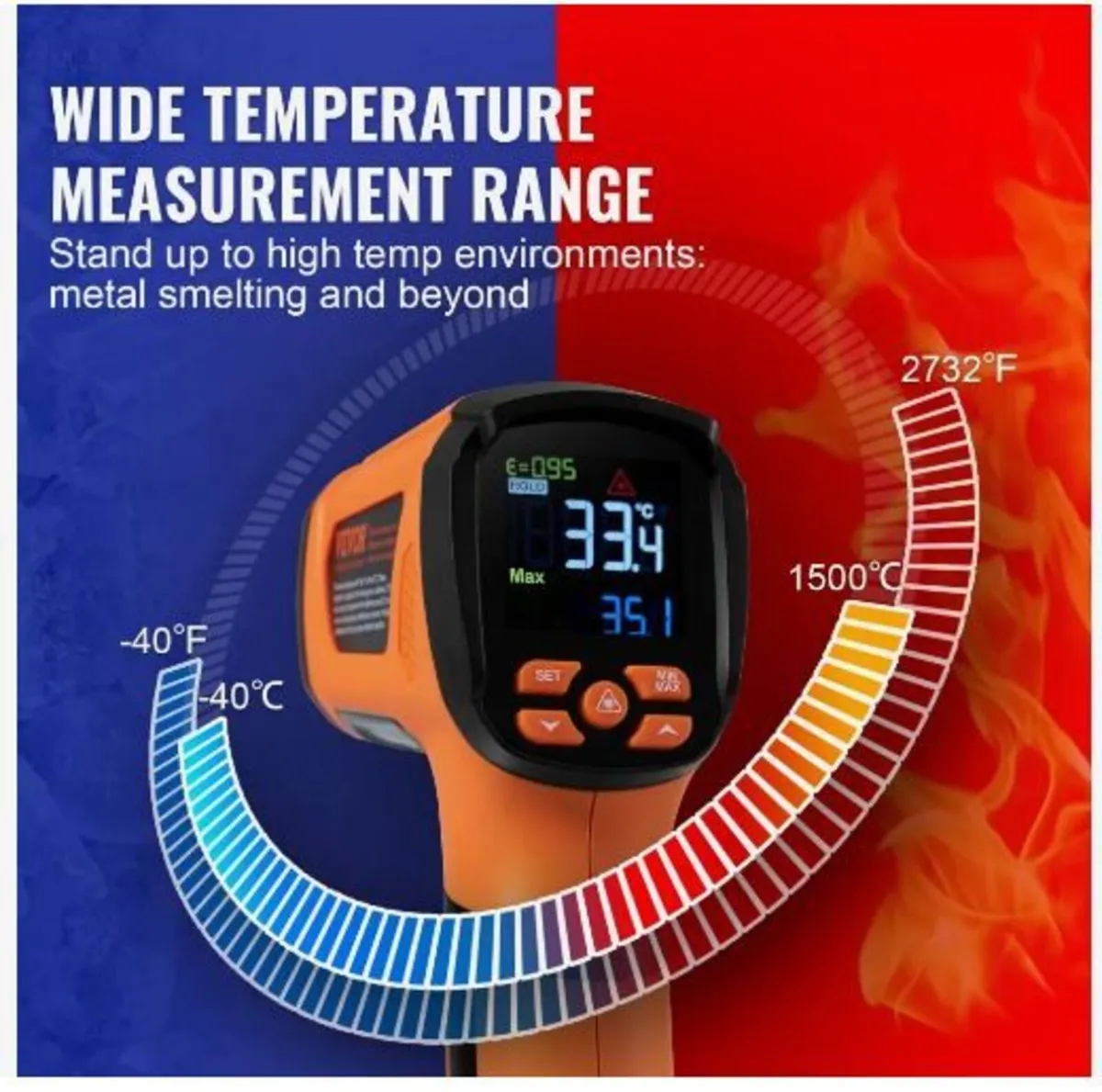 Infrared Thermometer, -40~2732°F Dual Laser - Image 2