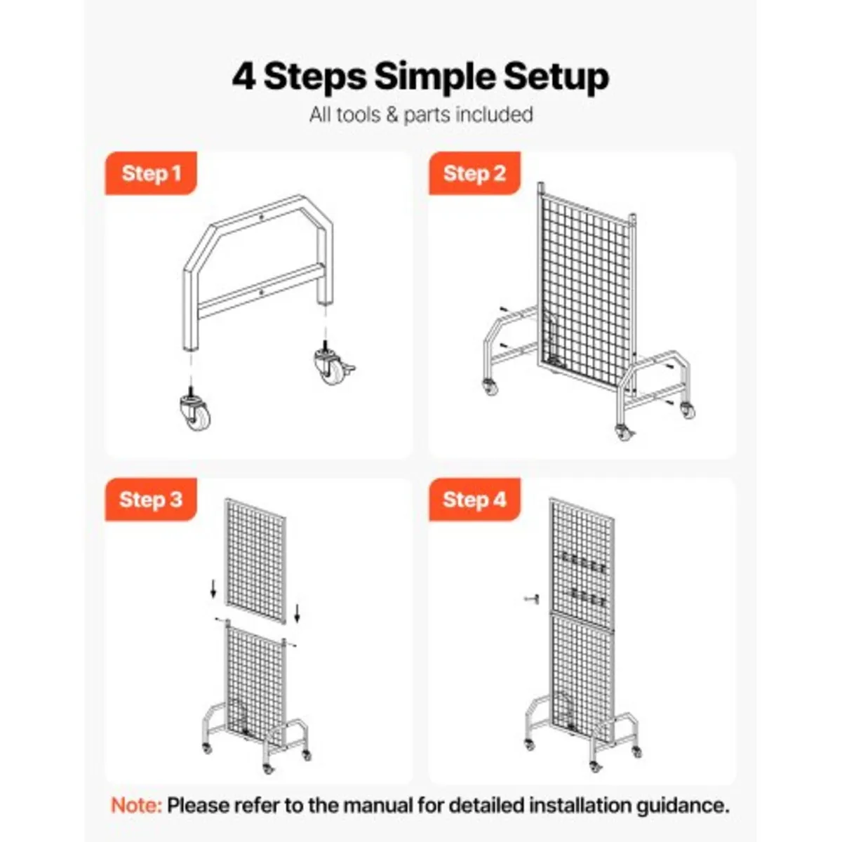 3 Packs Grid Wall Panels, 600 x 1640mm Wire Grid P - Image 4