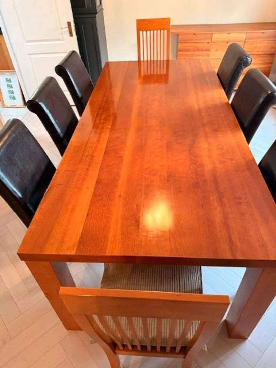 Dining Table - 6/8 Leather Seat Modern, Stylish, Cherry - Image 2