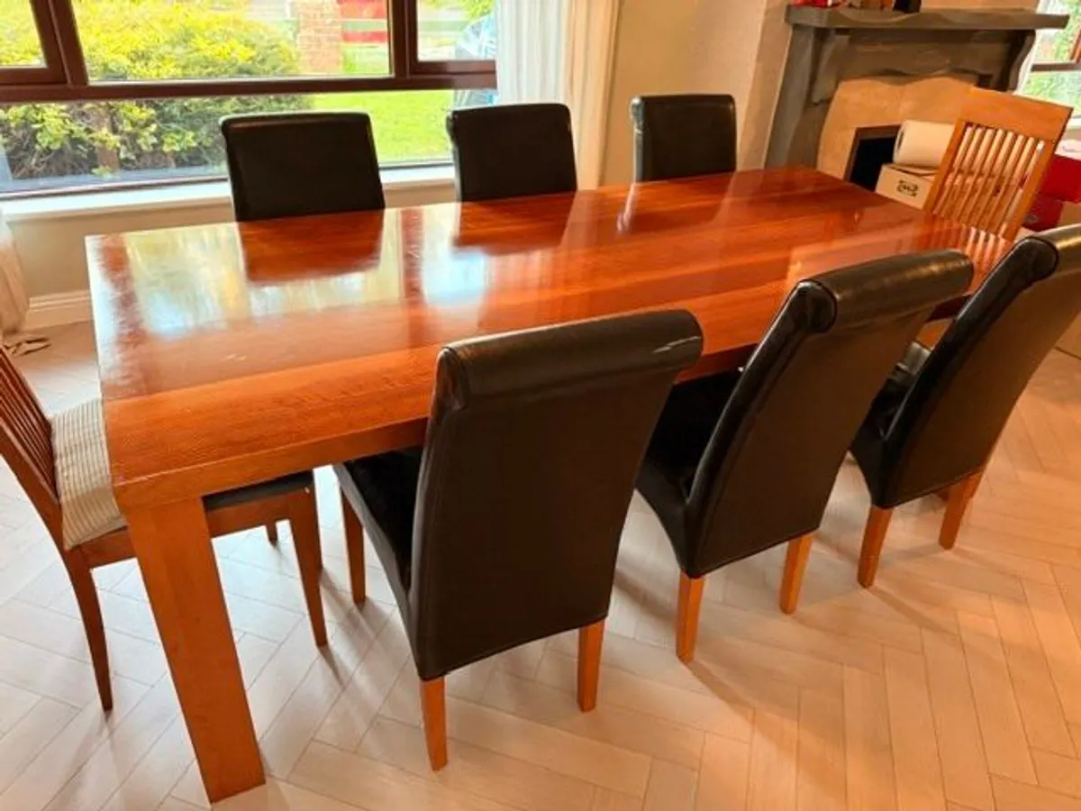 Dining Table - 6/8 Leather Seat Modern, Stylish, Cherry - Image 3