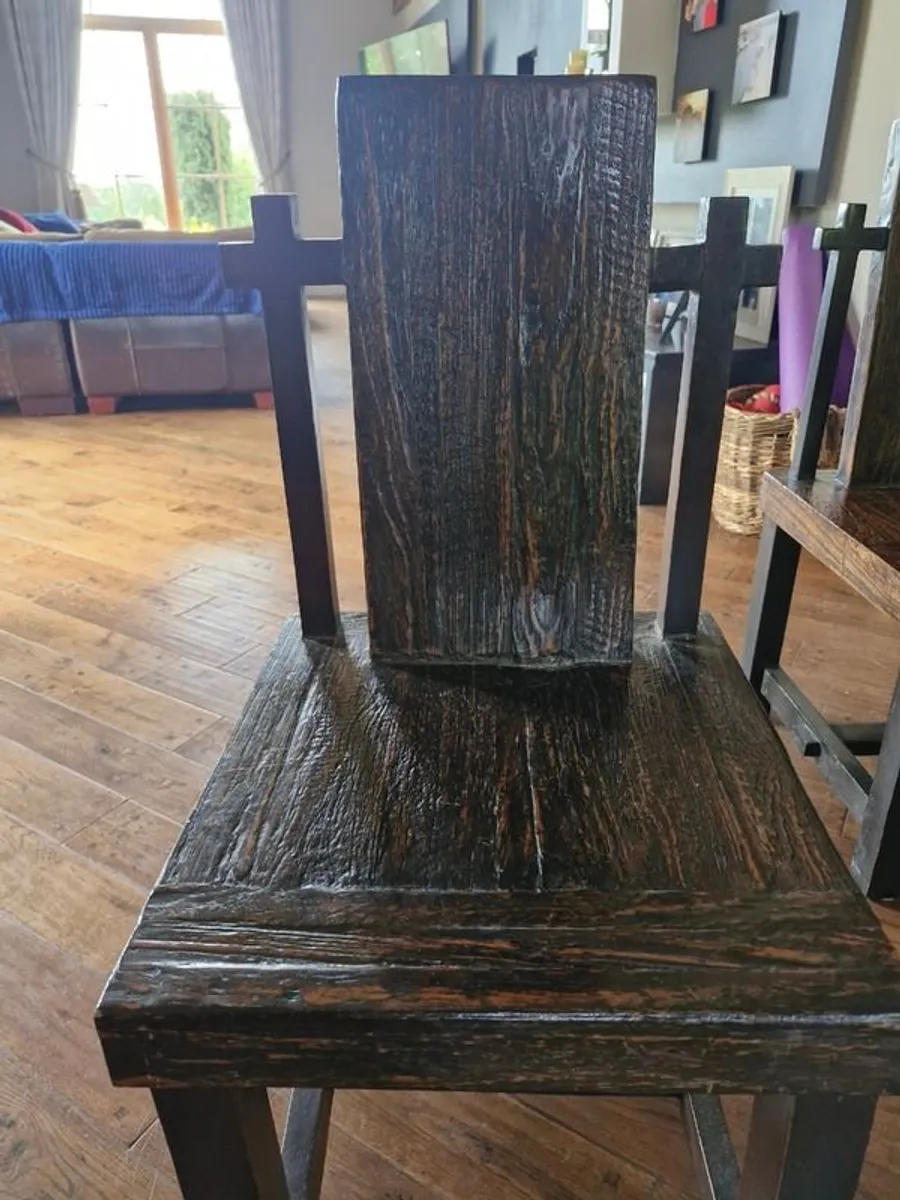 Solid Hardwood Rustic Table & 8 Chairs - Image 2