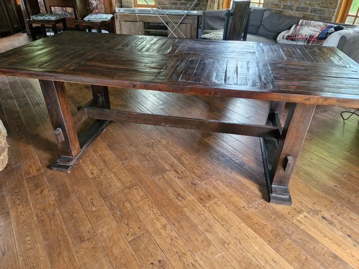 Solid Hardwood Rustic Table & 8 Chairs - Image 3