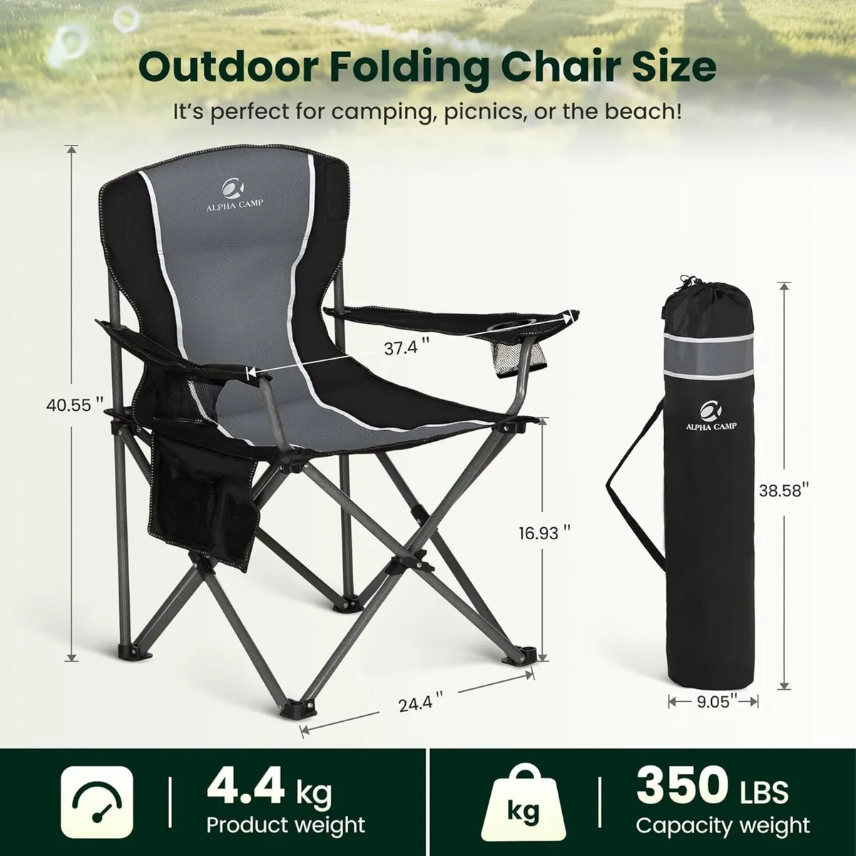Camping Chairs Set of 2 for Adults Folding Chair - Image 3