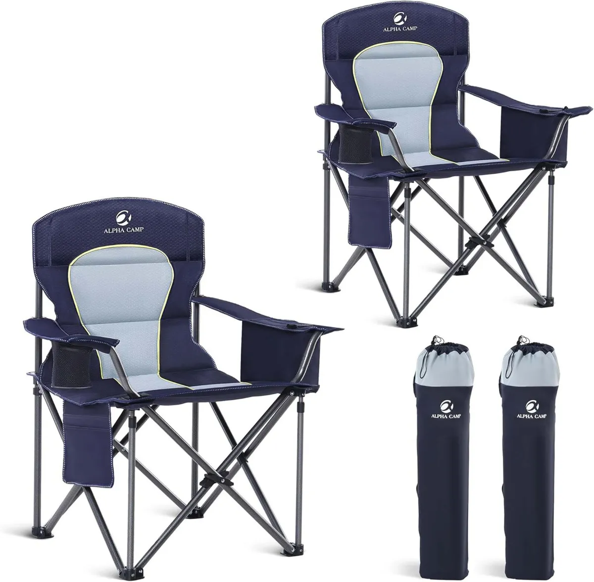 Set of 2 Camping Chairs for Adults Heavy People - Image 1