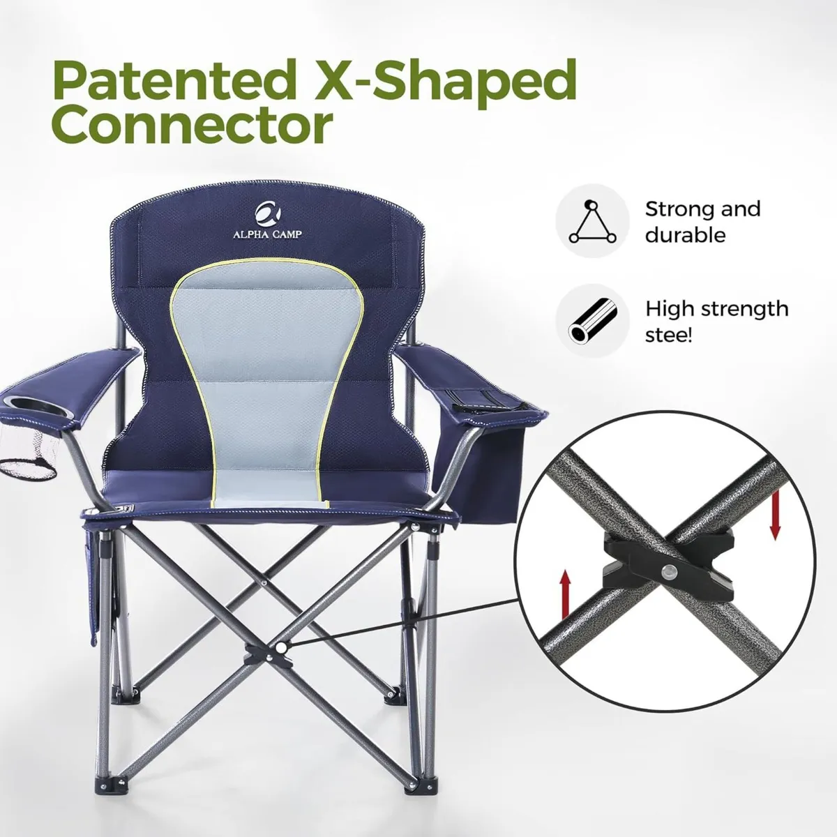 Set of 2 Camping Chairs for Adults Heavy People - Image 3