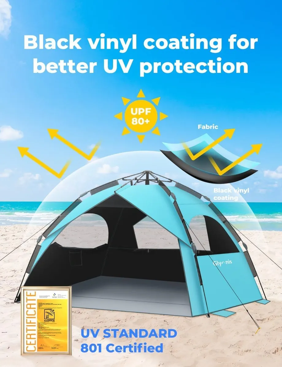 Pop Up Beach Tent Large for 4-6 Person Instant - Image 3