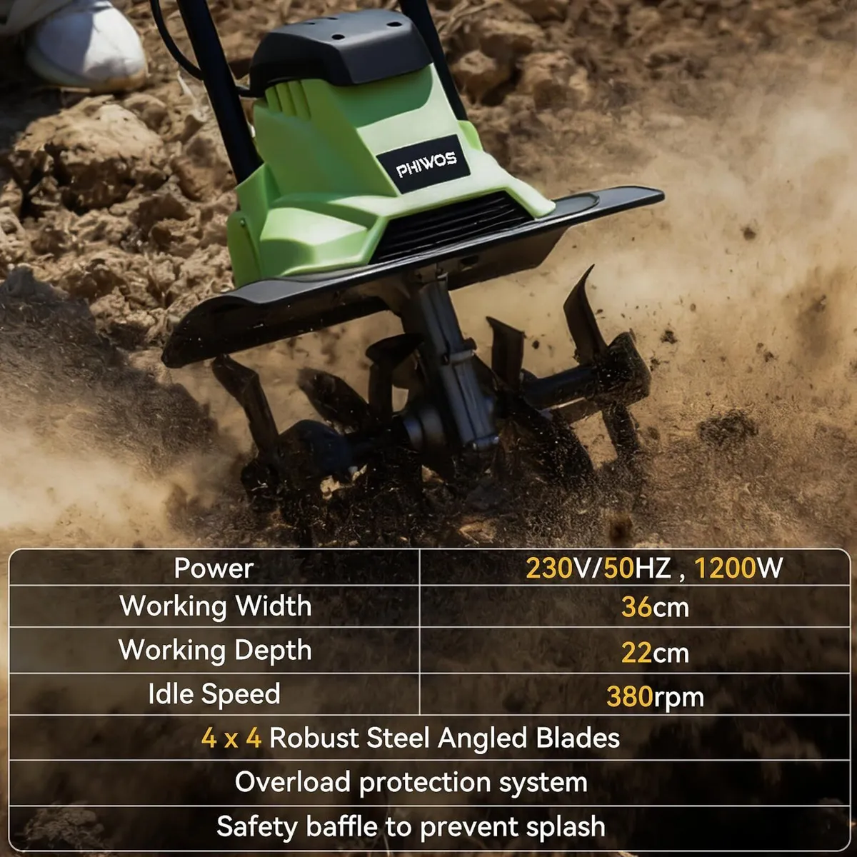 Electric Garden Tiller 1200W/1500W Soil Cultivator - Image 3