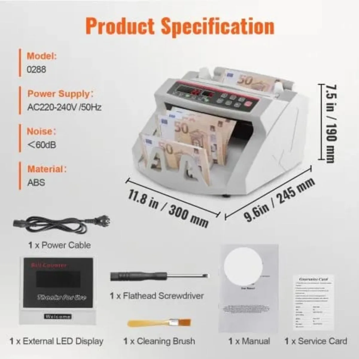 Banknotes Counter With LED Display, Professional N - Image 4
