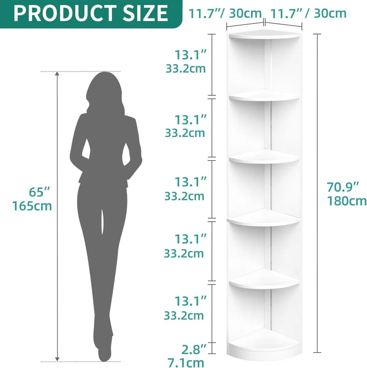 5 Tiers BookShelf Corner with LED Lighting - Image 2