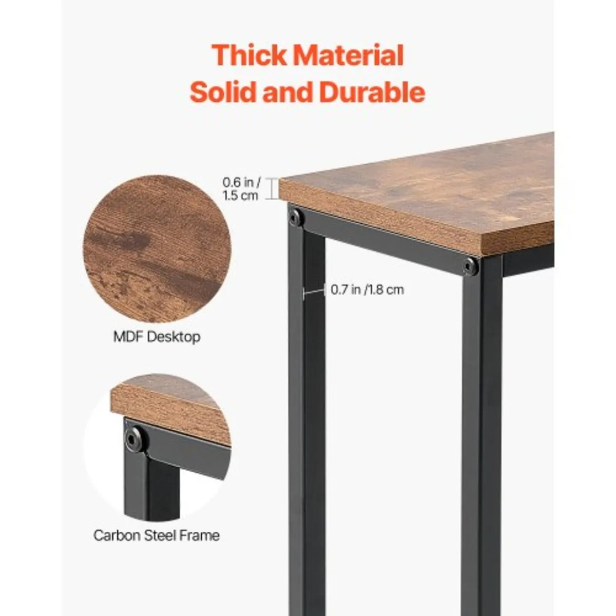 Narrow Console Sofa Table, 55.1 inches Behind Couc - Image 2