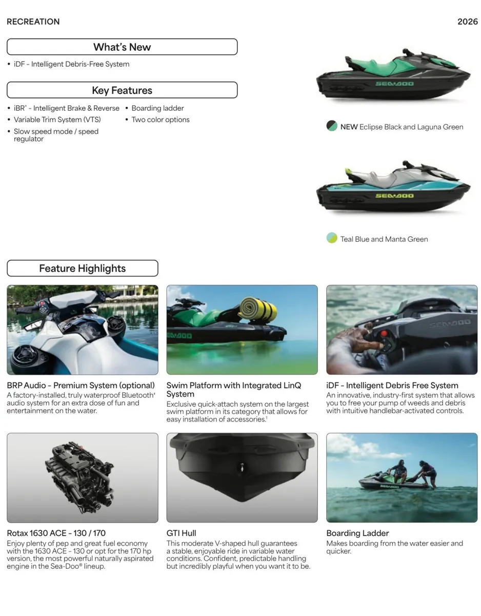 New Seadoo GTI 170SE with BRP Premium Audio - Image 2