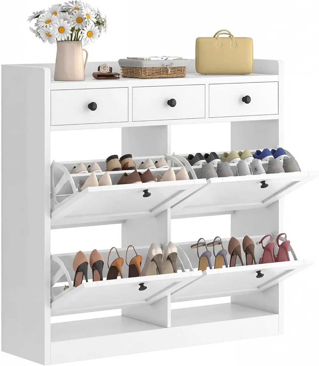 4 Drawer Shoe Cabinet Space Saving Storage with - Image 3