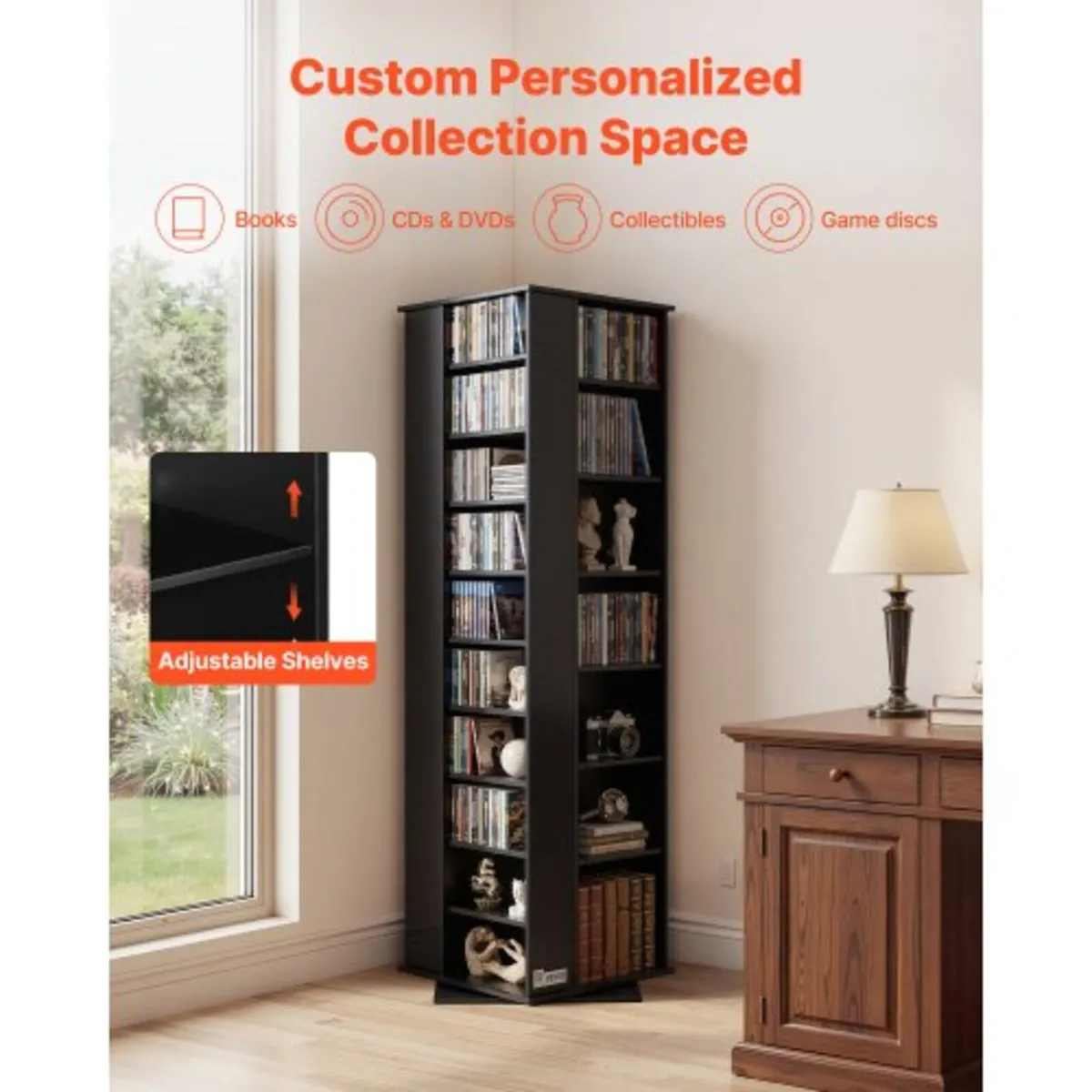 Media Storage Cabinet, CD Rack Tower, 34 Compartme - Image 4