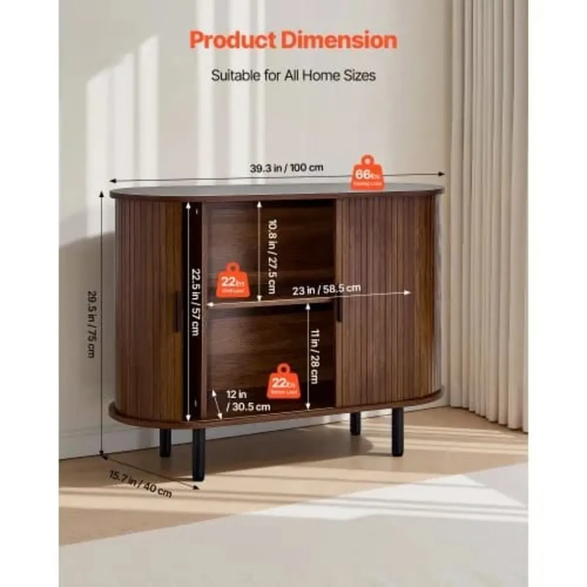 Coffee Bar Cabinet, Mid Century Fluted Coffee Bar - Image 2