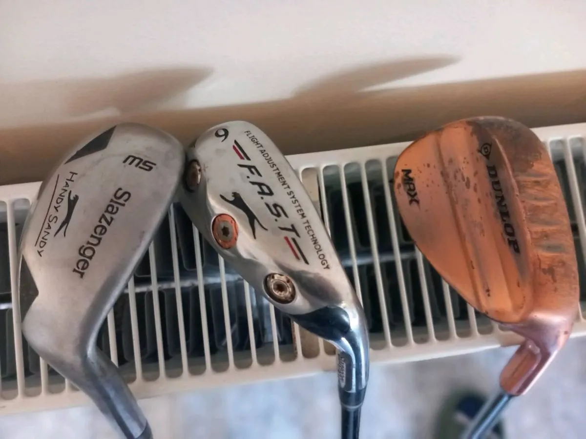 3 golf irons.  Right handed clubs. - Image 1